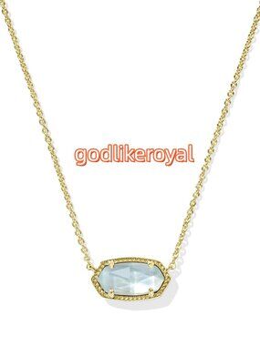 Elisa Gold Pendant Necklace in Light Blue Illusion